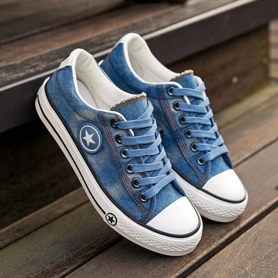 Fashion Women Denim Casual Female Summer Canvas Shoes Lace Up Ladies Basket Femme Stars Tenis Feminino Sneakers